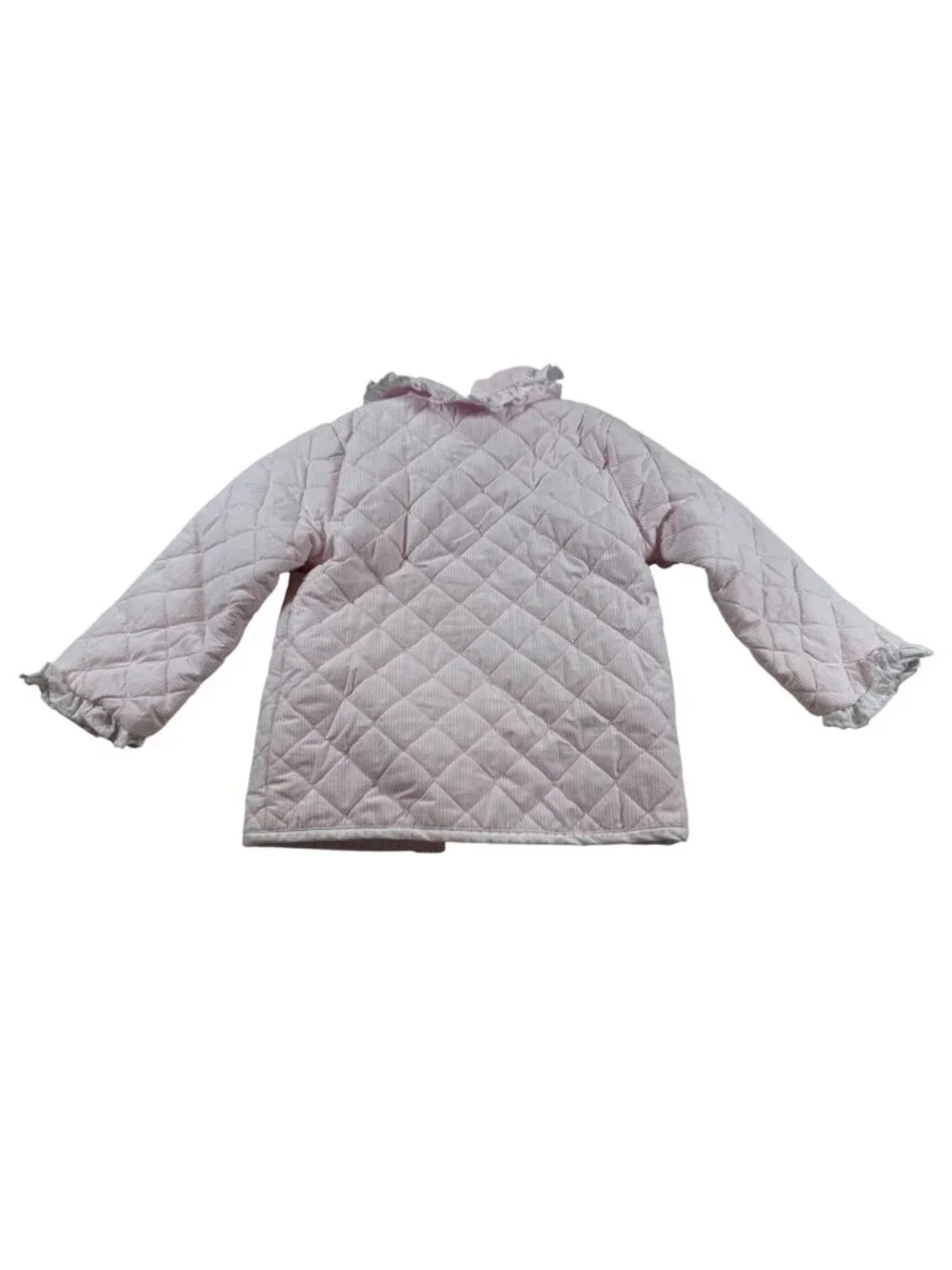 Cecil and Lou Pink Quilted Toddler Jacket Monogram MEM Ruffle Collar (PP756)